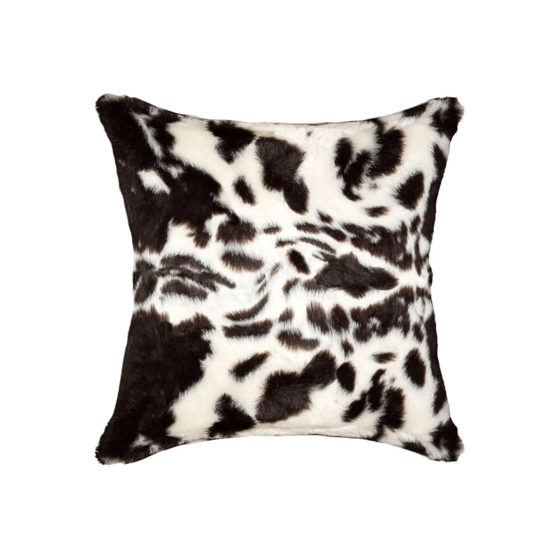 Set of Two 18" Brown And White Faux Fur Throw Pillows Homeroots Home Decor