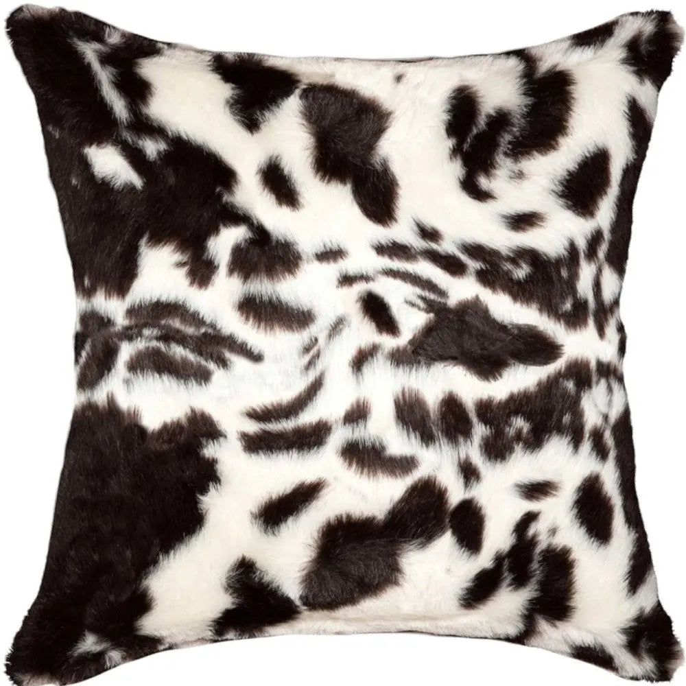 Set of Two 18" Brown And White Faux Fur Throw Pillows Homeroots Home Decor