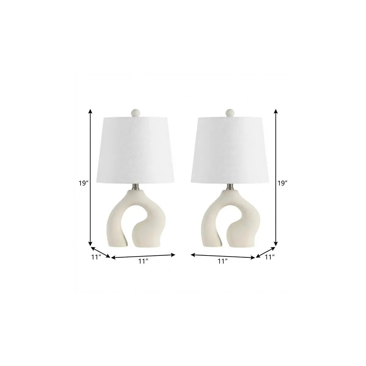 Set of Two 19" Clear Novelty Table Lamps LED With Empire Shades Homeroots Lighting