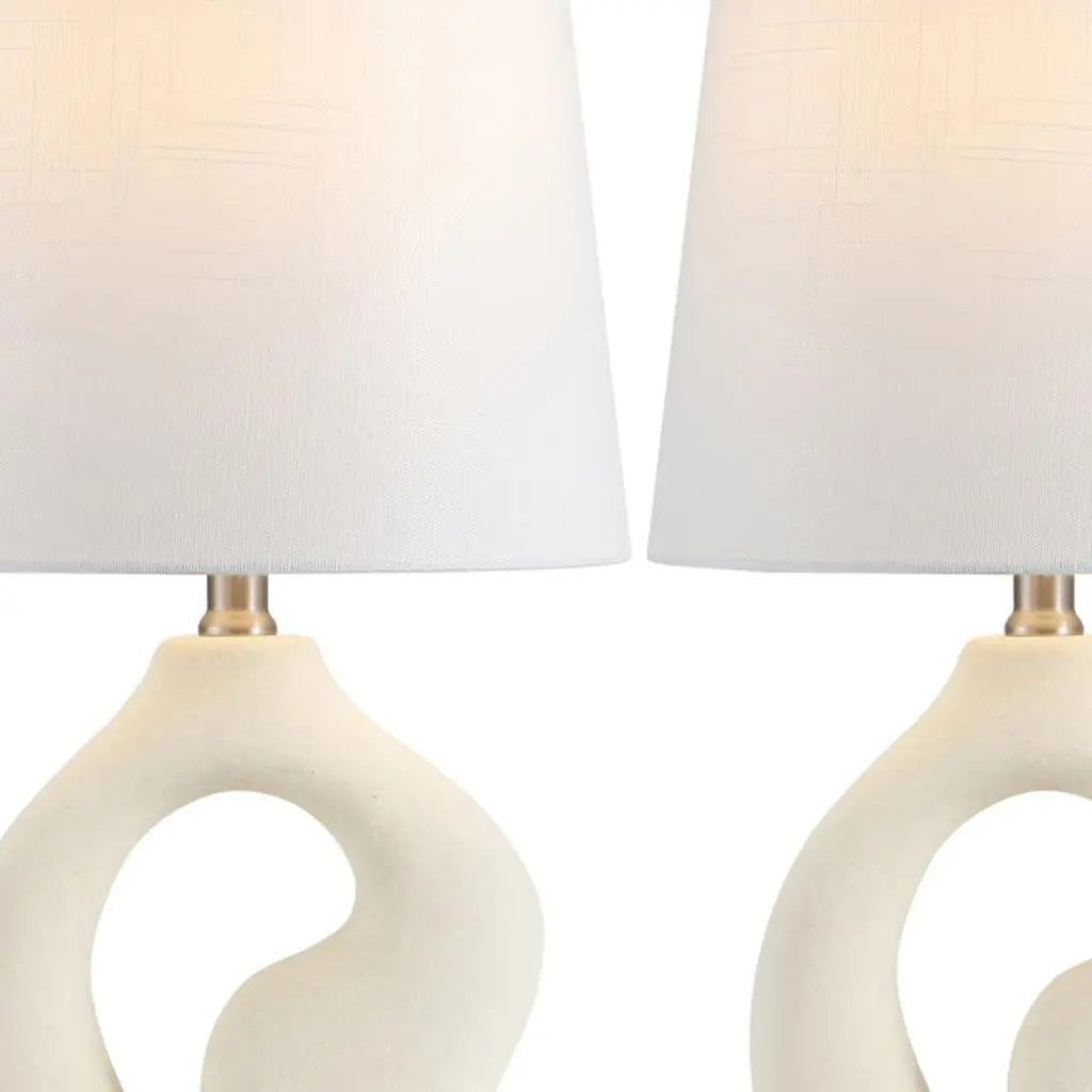 Set of Two 19" Clear Novelty Table Lamps LED With Empire Shades Homeroots Lighting