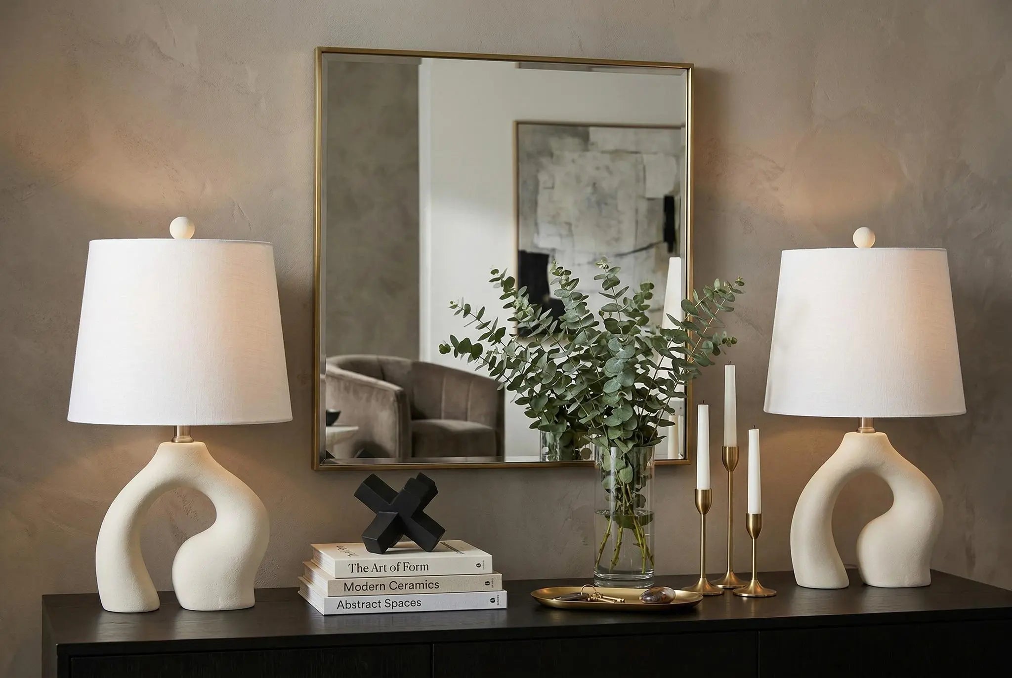 Set of Two 19" Clear Novelty Table Lamps LED With Empire Shades Homeroots Lighting