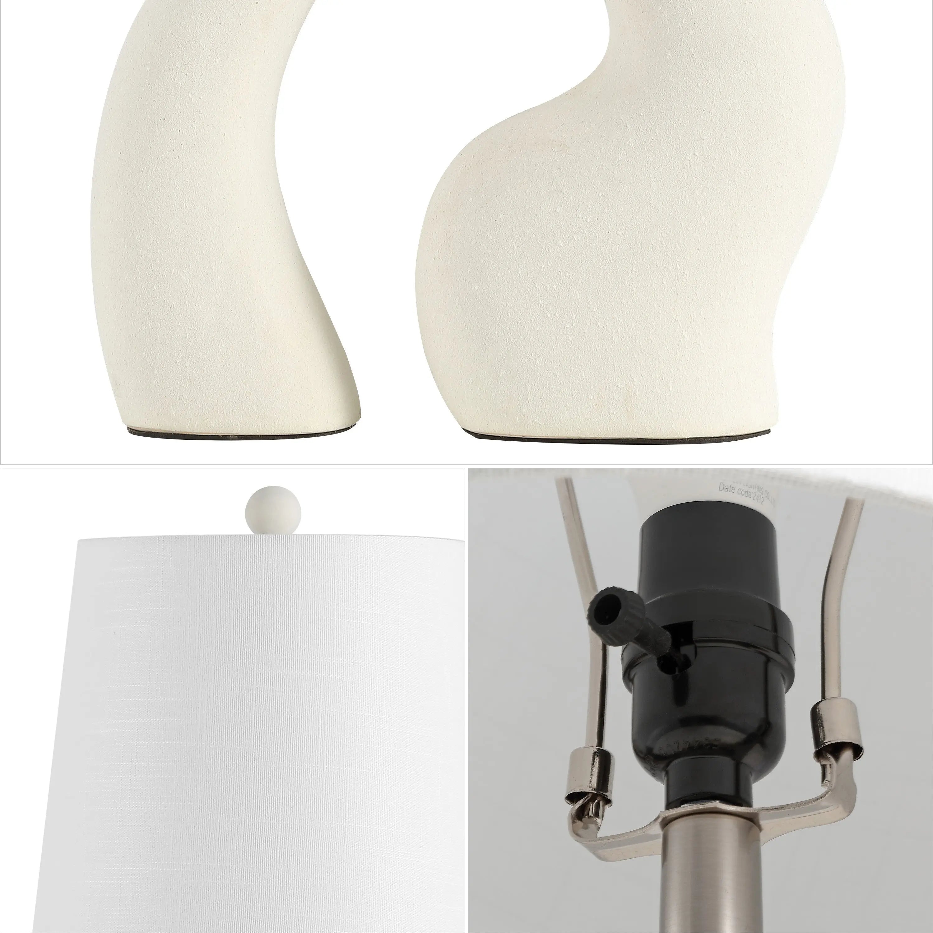 Set of Two 19" Clear Novelty Table Lamps LED With Empire Shades Homeroots Lighting