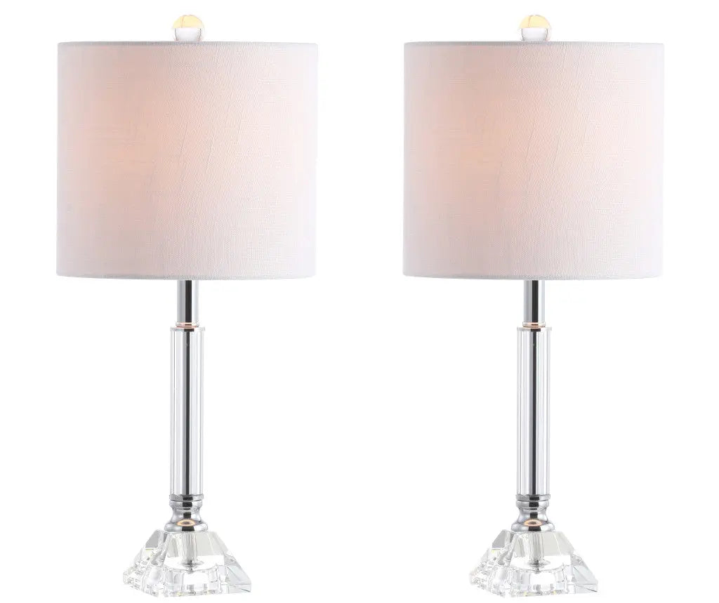Set of Two 20" Clear Table Lamps With Drum Shades Homeroots Lighting