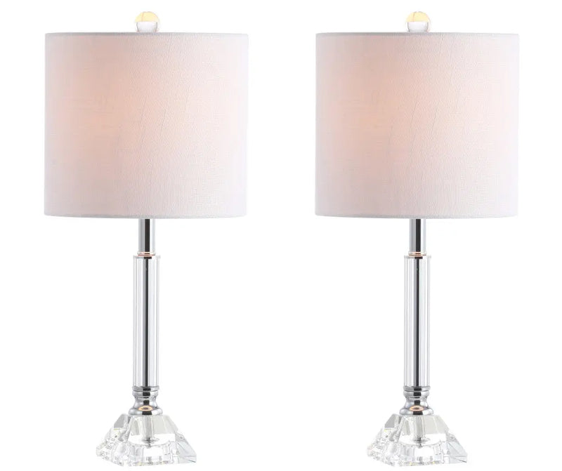Set of Two 20" Clear Table Lamps With Drum Shades Homeroots Lighting