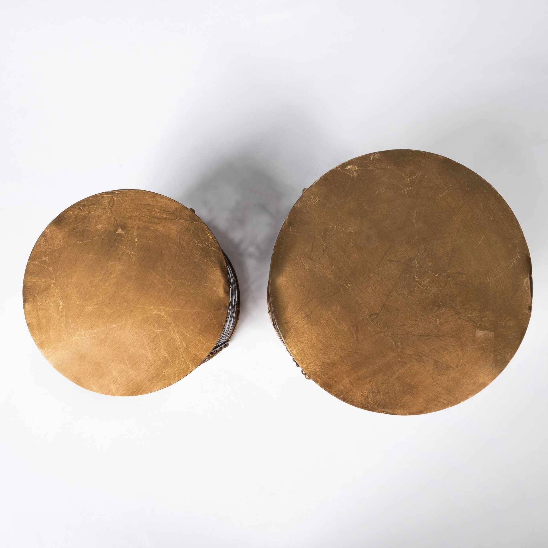 Set of Two 20" Gold Round End Table - GreatEagleInc