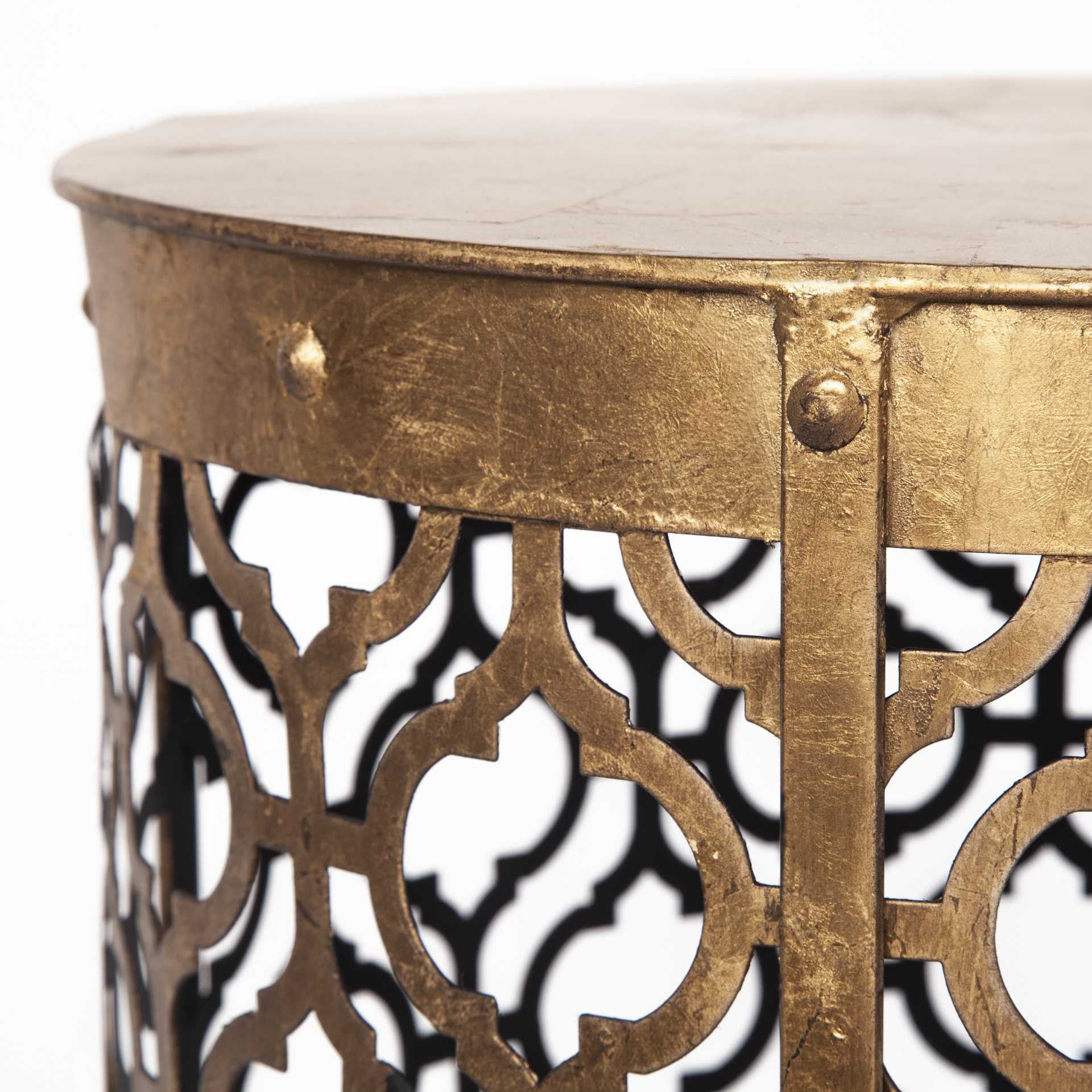 Set of Two 20" Gold Round End Table - GreatEagleInc