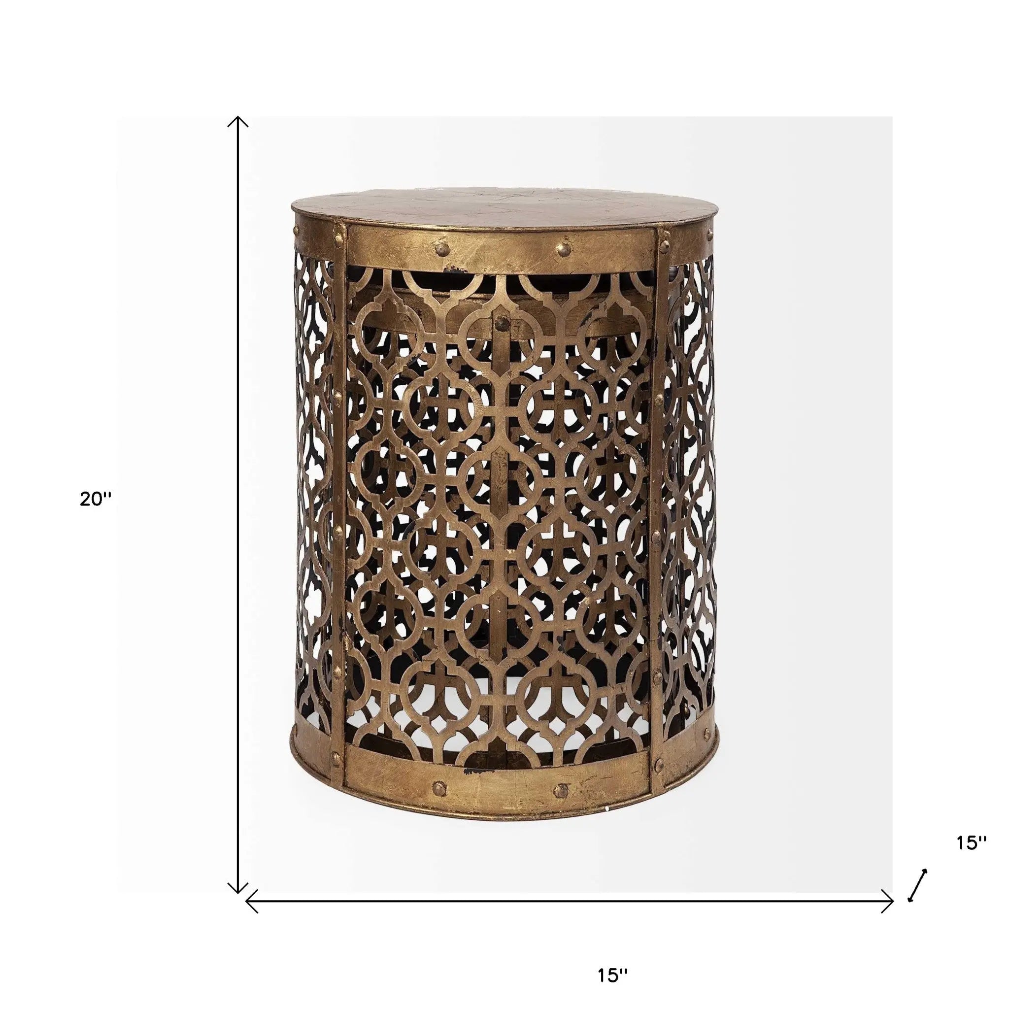 Set of Two 20" Gold Round End Table - GreatEagleInc