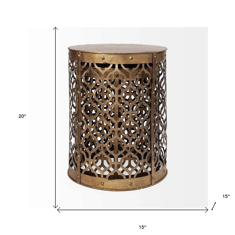 Set of Two 20" Gold Round End Table - GreatEagleInc