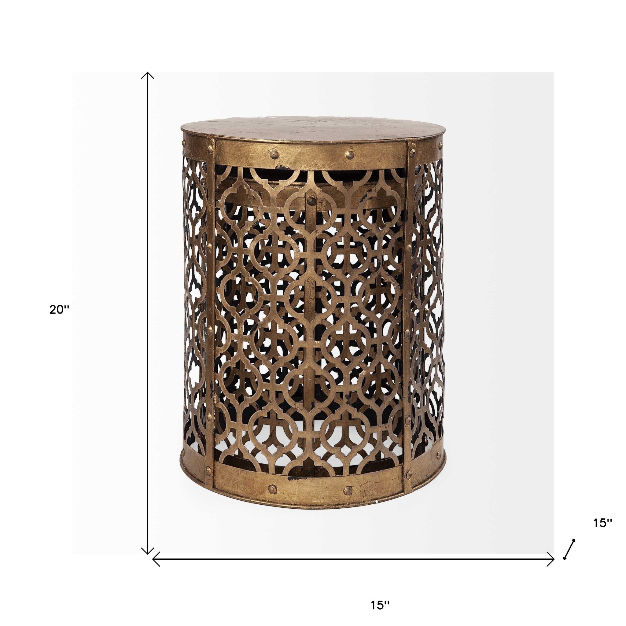 Set of Two 20" Gold Round End Table - GreatEagleInc