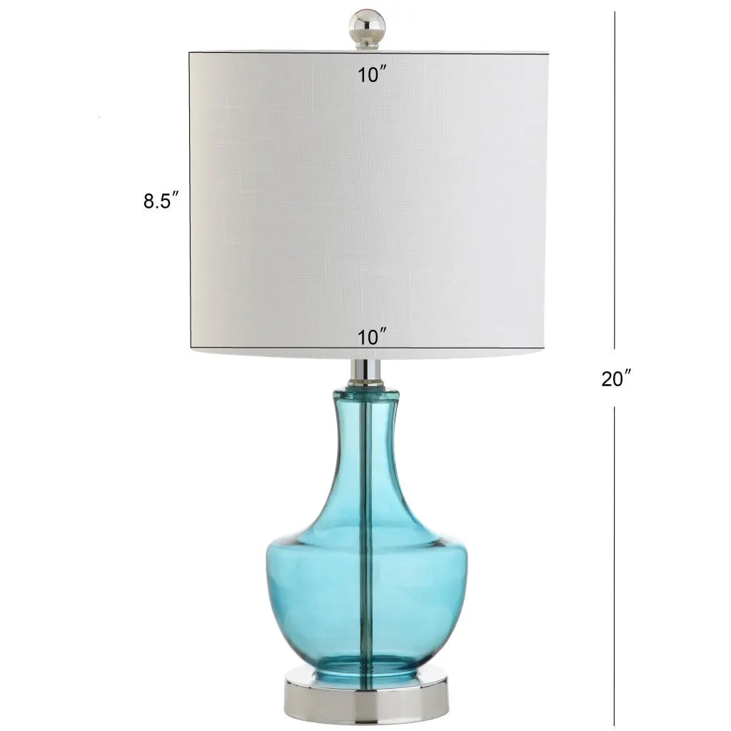 Set of Two 20" Turquoise Gourd Bedside Lamps With Drum Shades Homeroots Lighting
