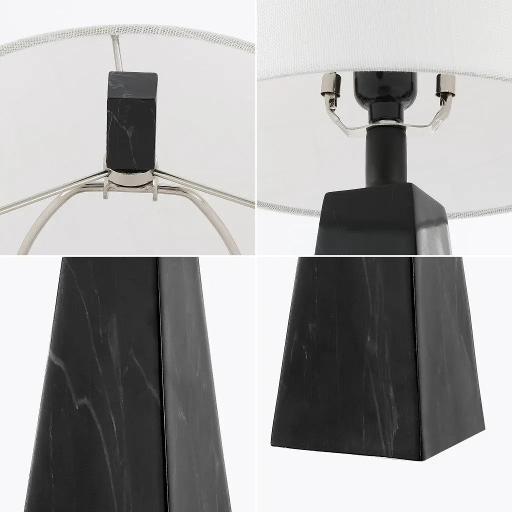 Set of Two 21" Black Novelty Table Lamps With Empire Shades Homeroots Lighting
