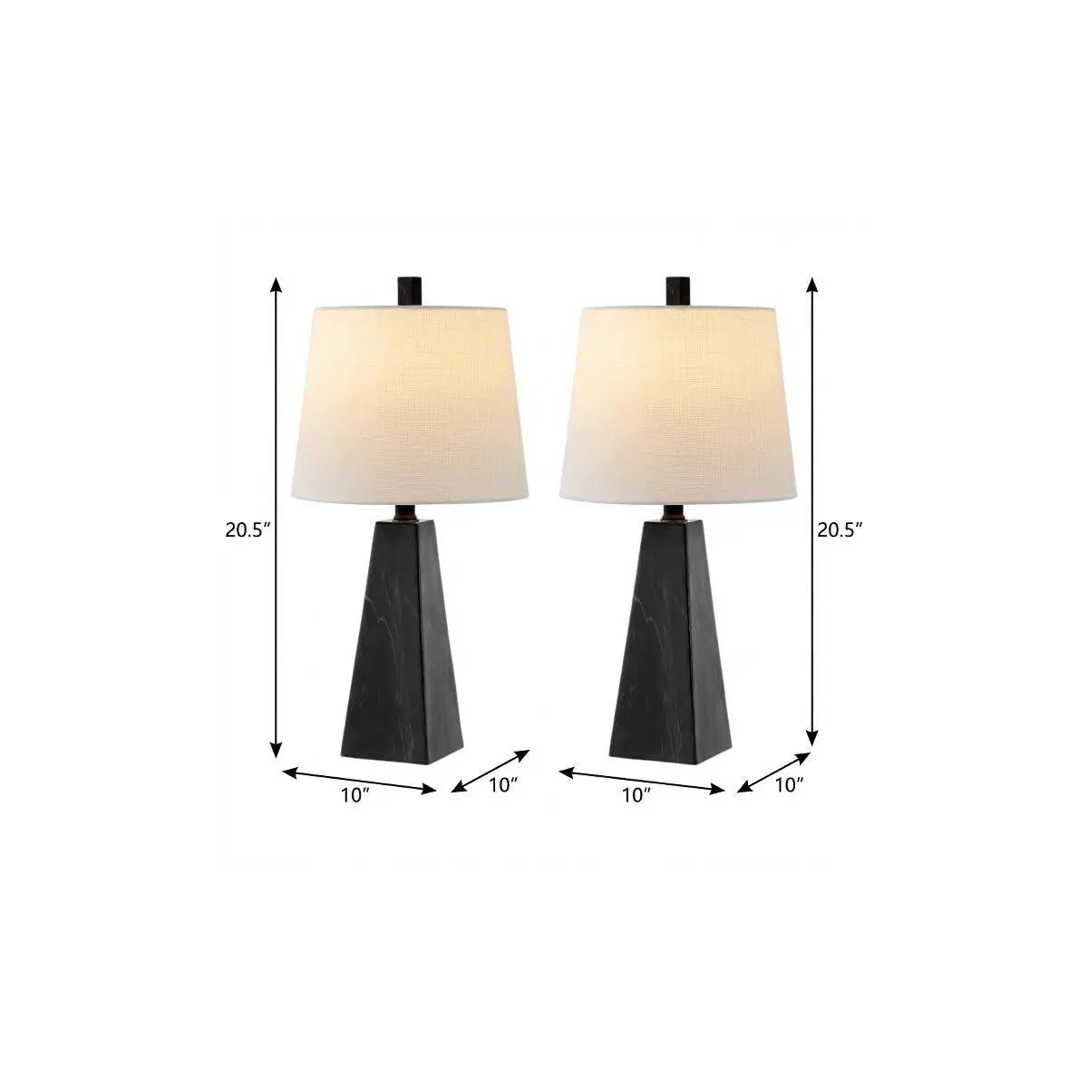 Set of Two 21" Black Novelty Table Lamps With Empire Shades Homeroots Lighting