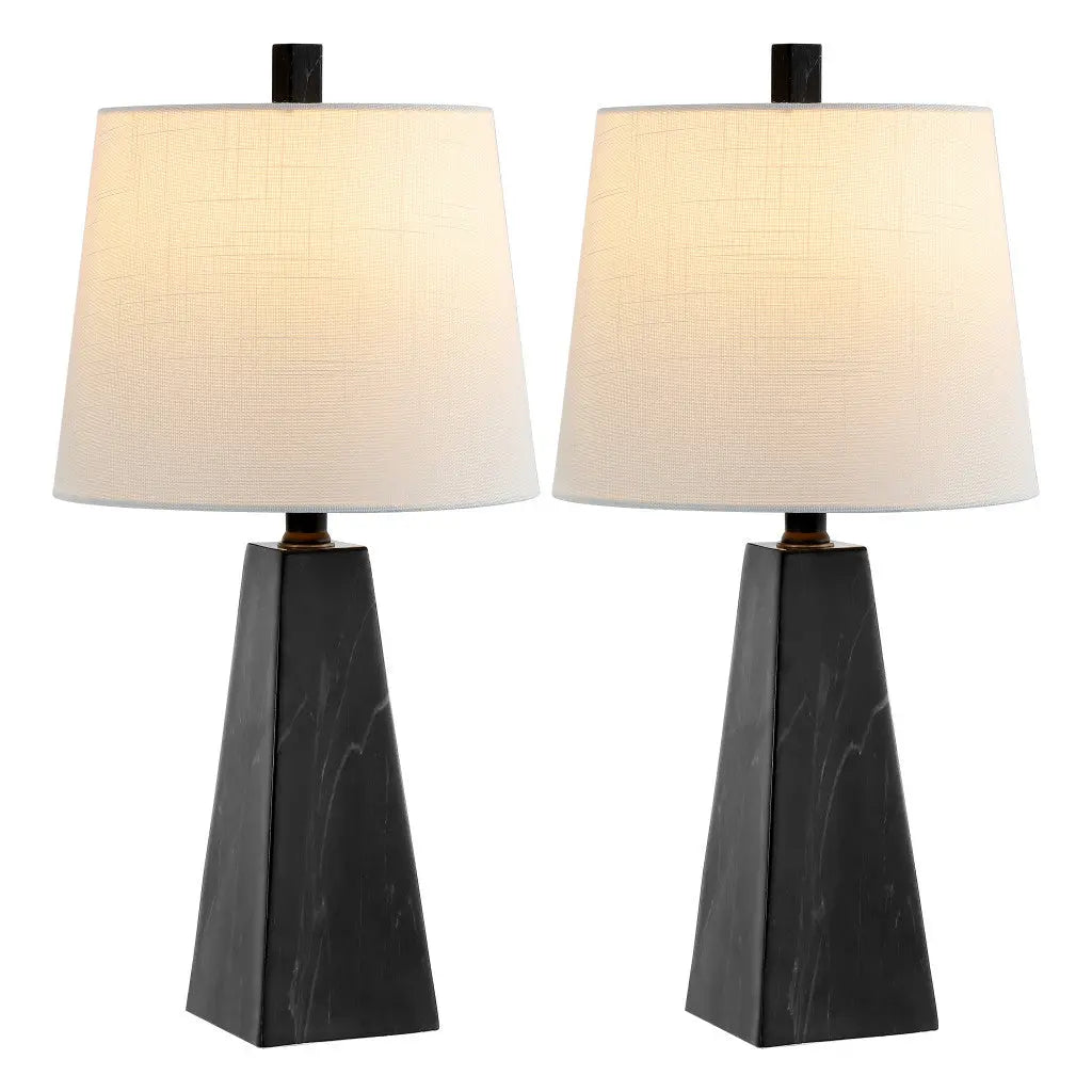 Set of Two 21" Black Novelty Table Lamps With Empire Shades Homeroots Lighting