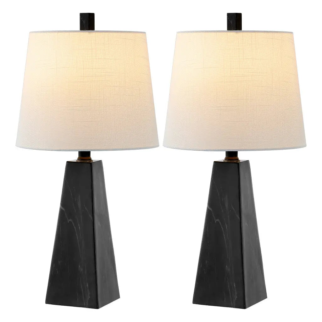 Set of Two 21" Black Novelty Table Lamps With Empire Shades Homeroots Lighting
