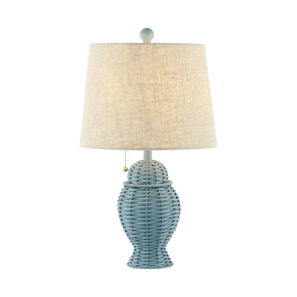 Set of Two 21" Blue Urn Table Lamps With Empire Shades Homeroots Lighting