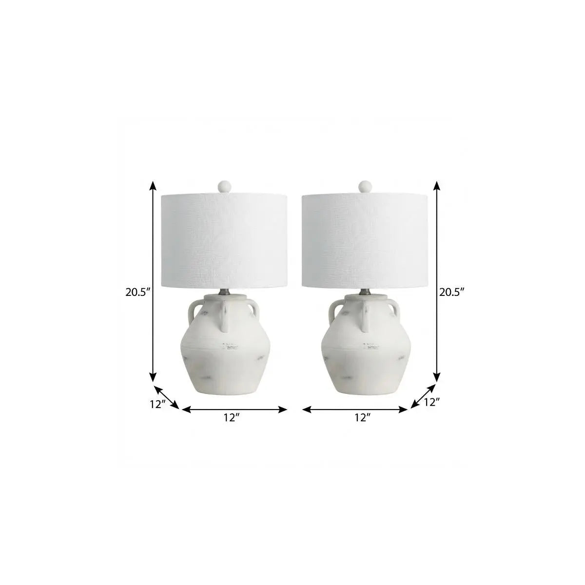 Set of Two 21" Clear Novelty Table Lamps With Drum Shades Homeroots Lighting