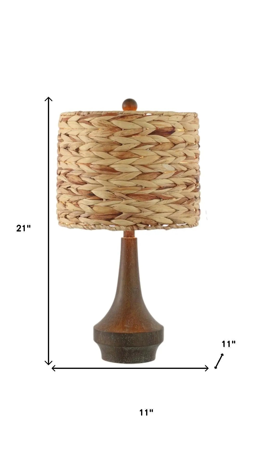 Set of Two 21" Dark Brown Gourd Bedside Lamps With Drum Shades Homeroots Lighting