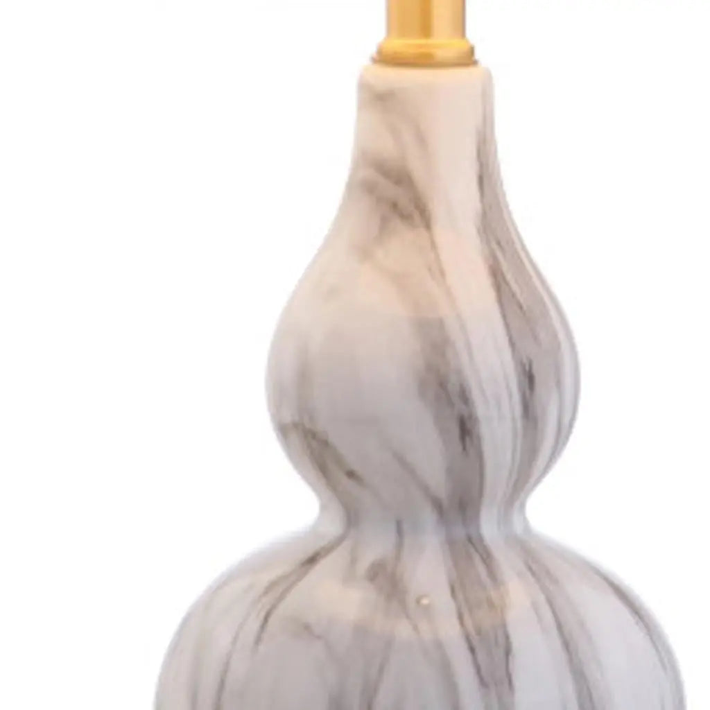 Set of Two 21" Gold Gourd Desk Lamps With Drum Shades Homeroots Lighting