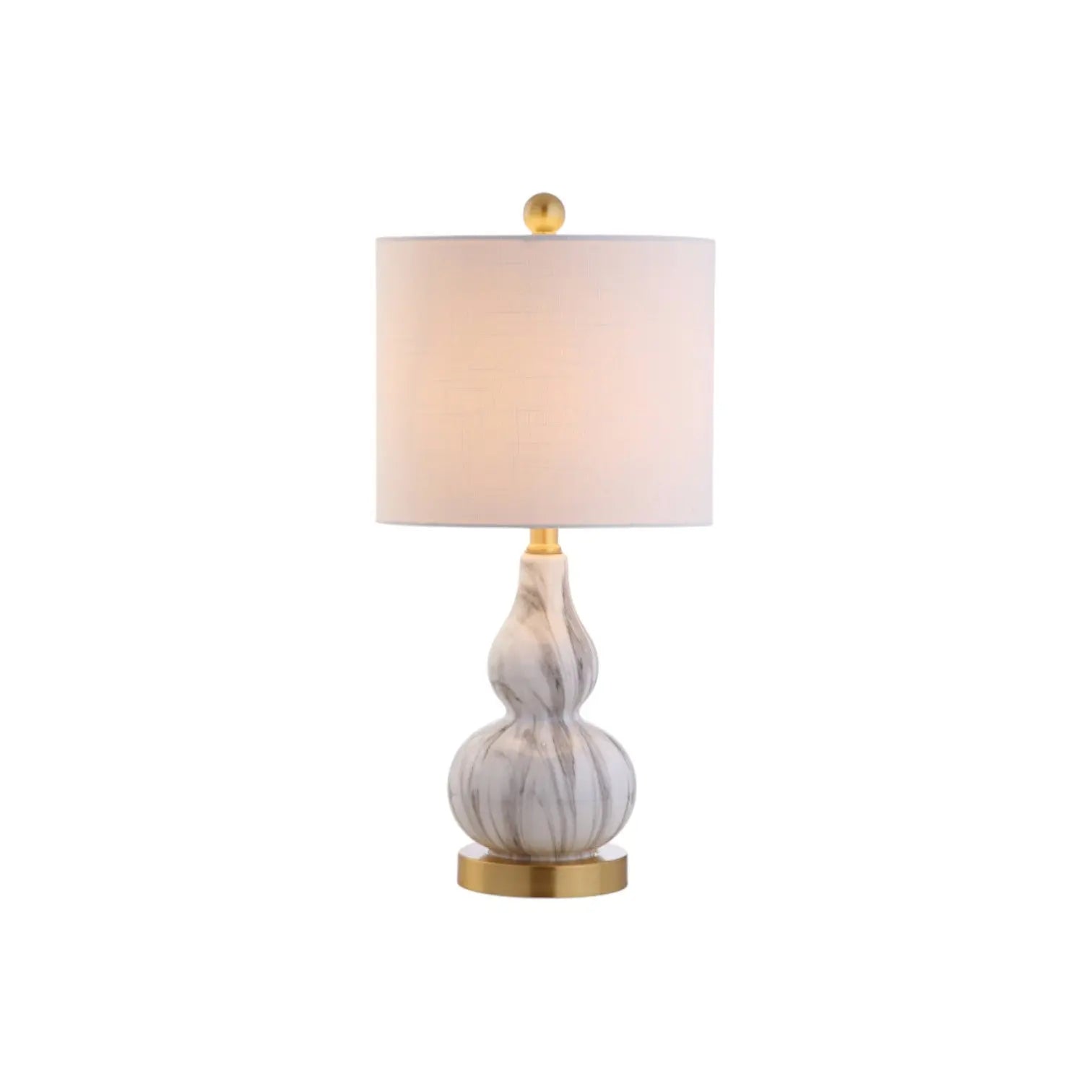Set of Two 21" Gold Gourd Desk Lamps With Drum Shades Homeroots Lighting