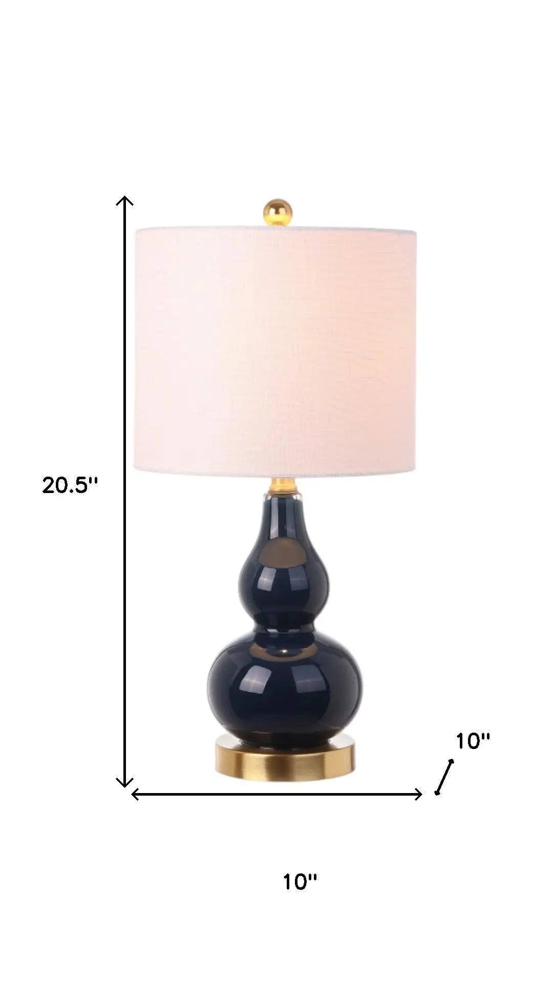 Set of Two 21" Navy Blue And Gold Gourd Table Lamps With Drum Shades Homeroots Lighting