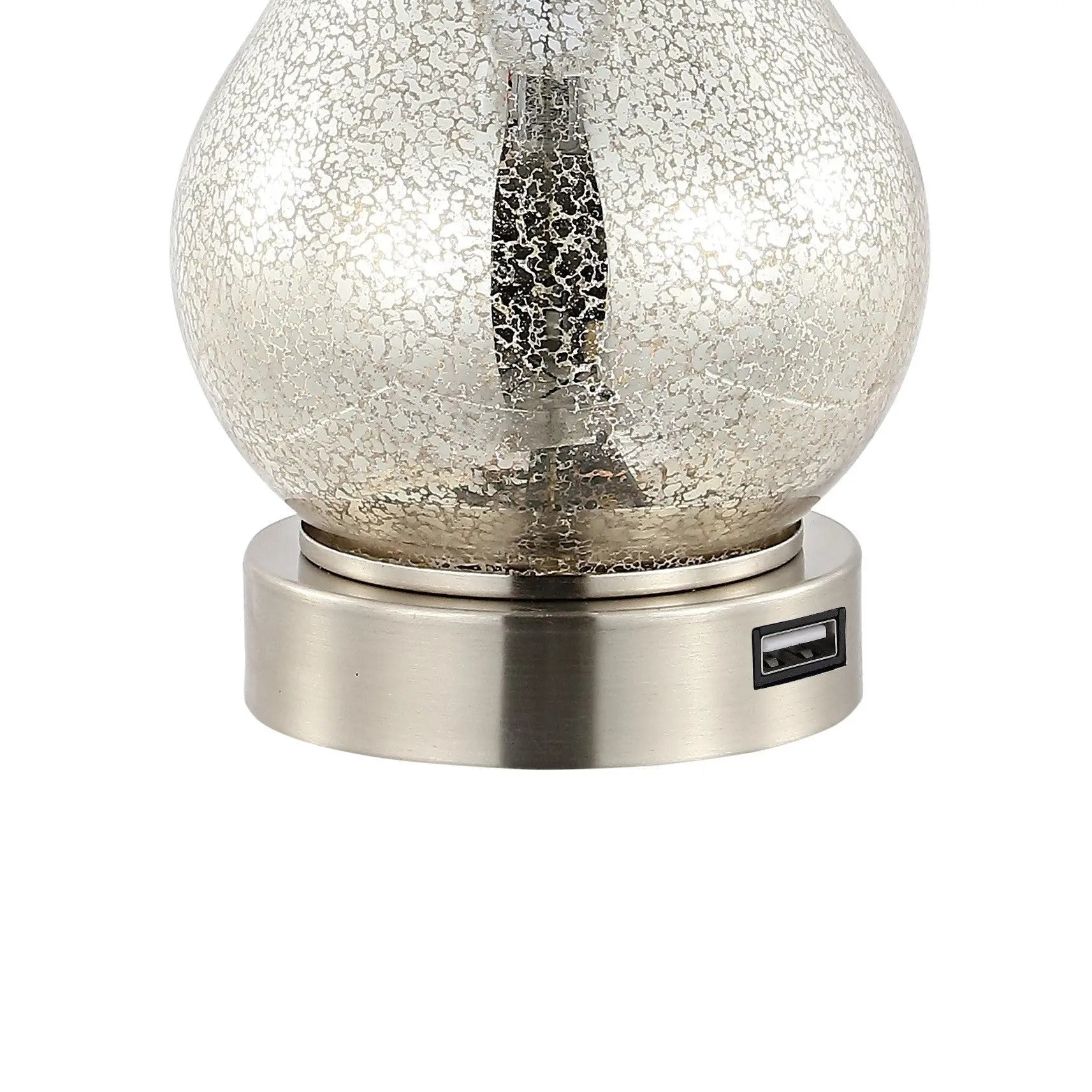 Set of Two 21" Nickel Gourd Table Lamps With Empire Shades Homeroots Lighting