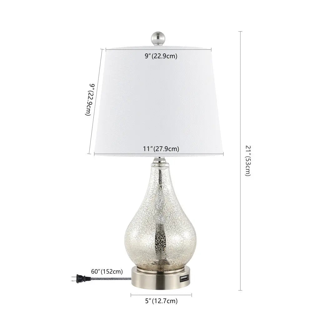 Set of Two 21" Nickel Gourd Table Lamps With Empire Shades Homeroots Lighting