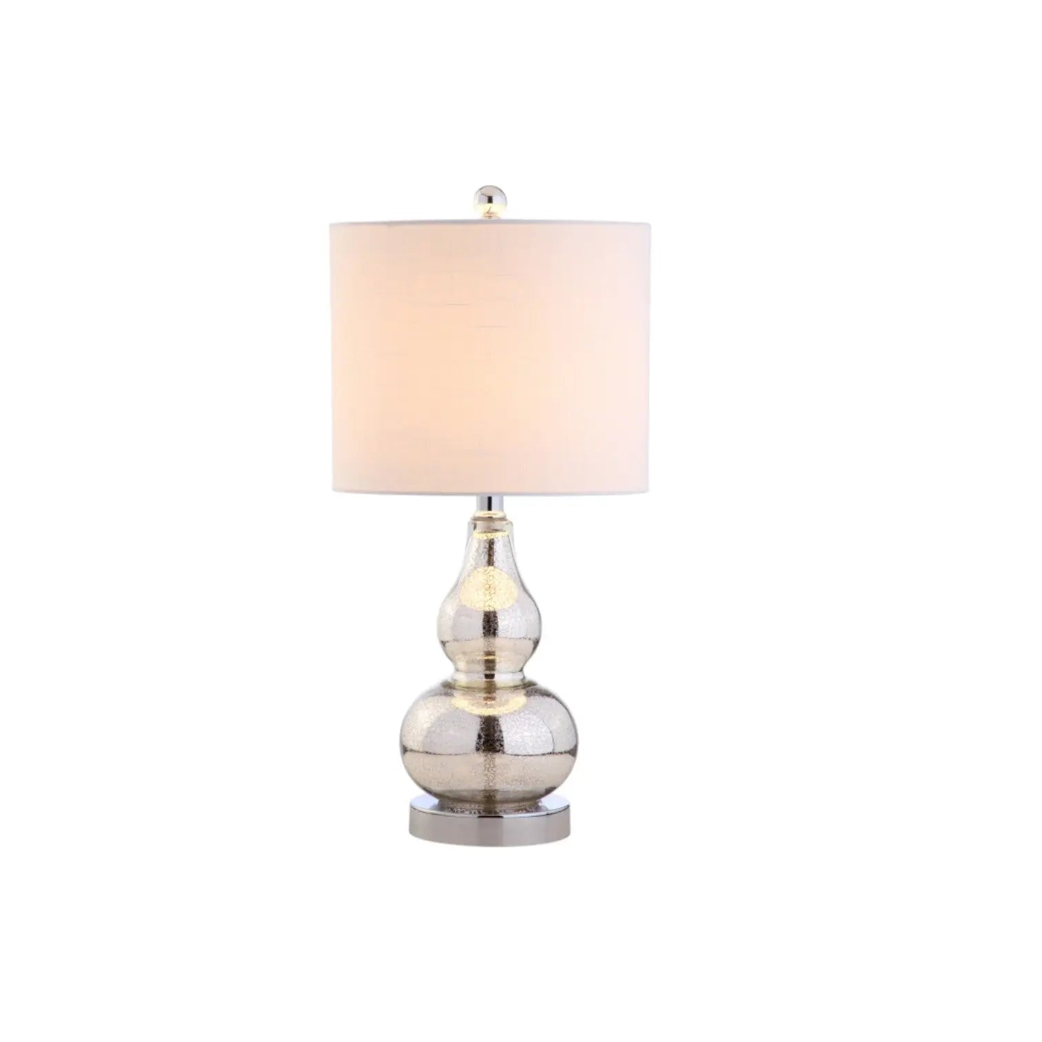 Set of Two 21" Silver Gourd Table Lamps With Drum Shades Homeroots Lighting