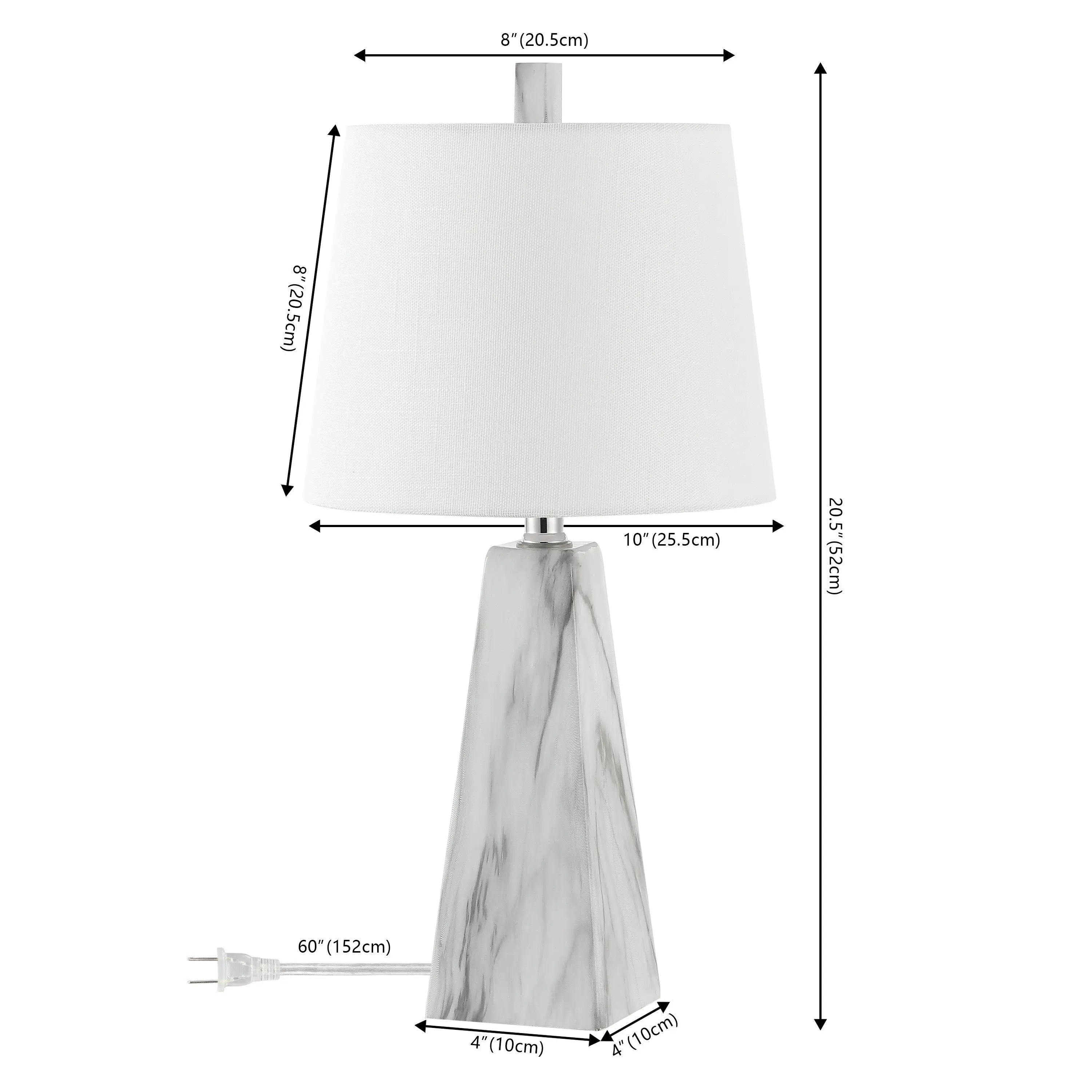 Set of Two 21" White Geometric Table Lamps With Empire Shades Homeroots Lighting