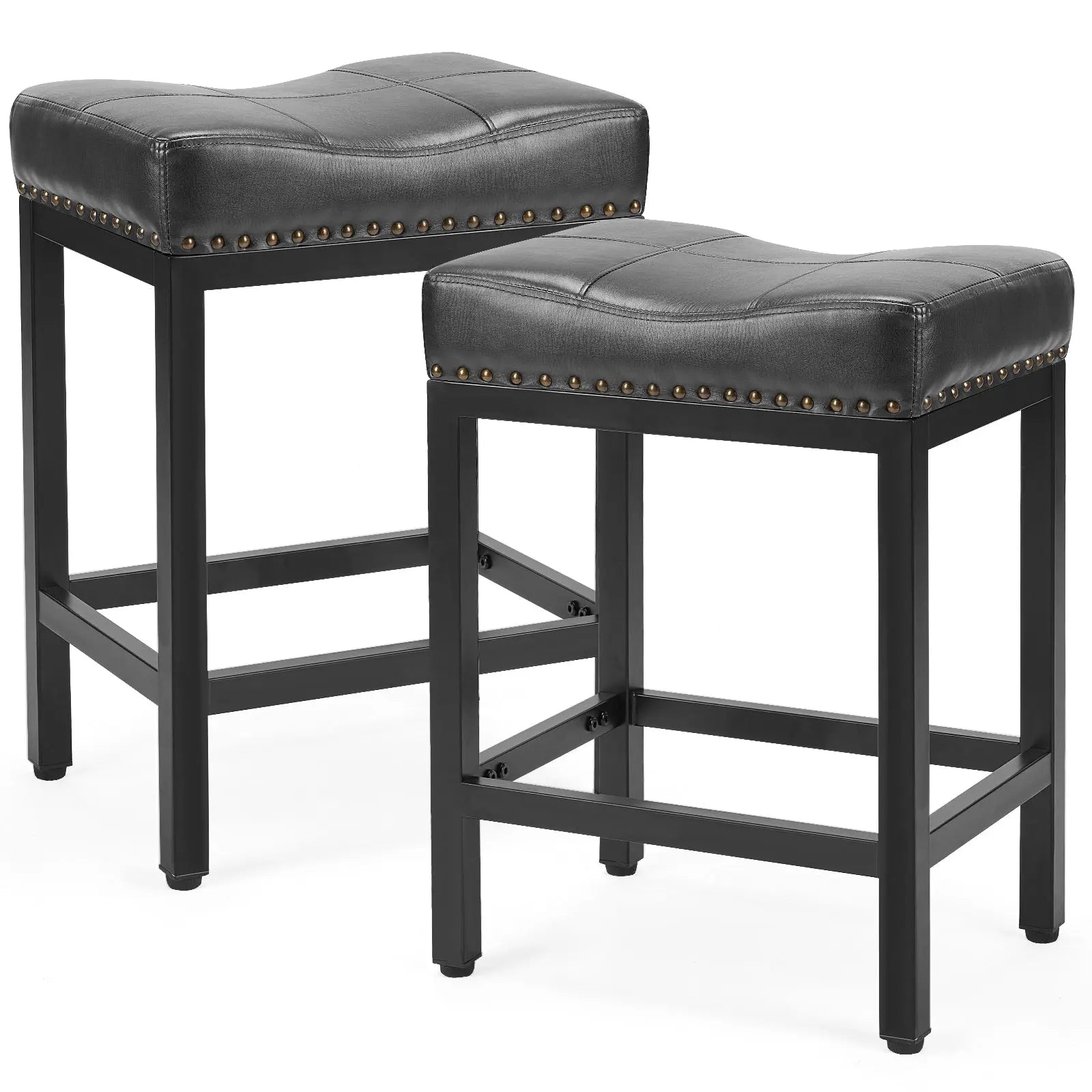 Set of Two 22" Black Heavy Duty Plastic Backless Bar Chairs - GreatEagleInc
