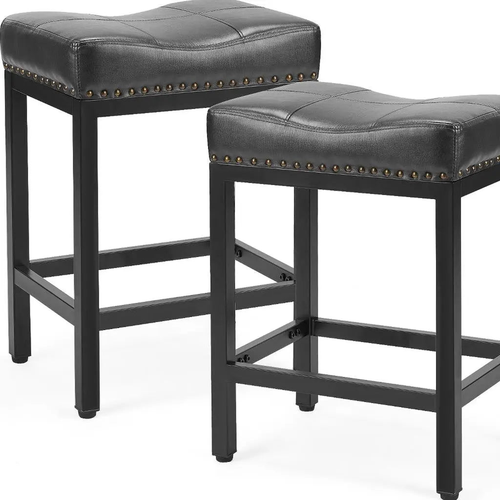 Set of Two 22" Black Heavy Duty Plastic Backless Bar Chairs - GreatEagleInc