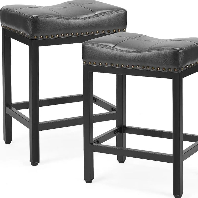 Set of Two 22" Black Heavy Duty Plastic Backless Bar Chairs - GreatEagleInc