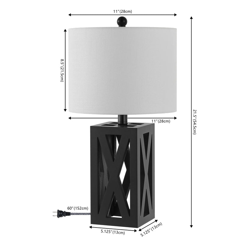 Set of Two 22" Black Table Lamps With Drum Shades Homeroots Lighting