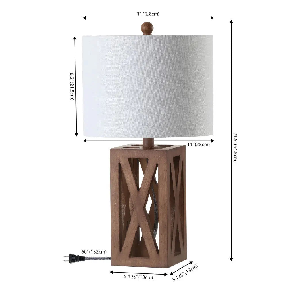 Set of Two 22" Brown Table Lamps With Drum Shades Homeroots Lighting