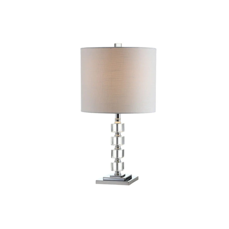 Set of Two 22" Clear And Silver Bedside Lamps With Drum Shades Homeroots Lighting