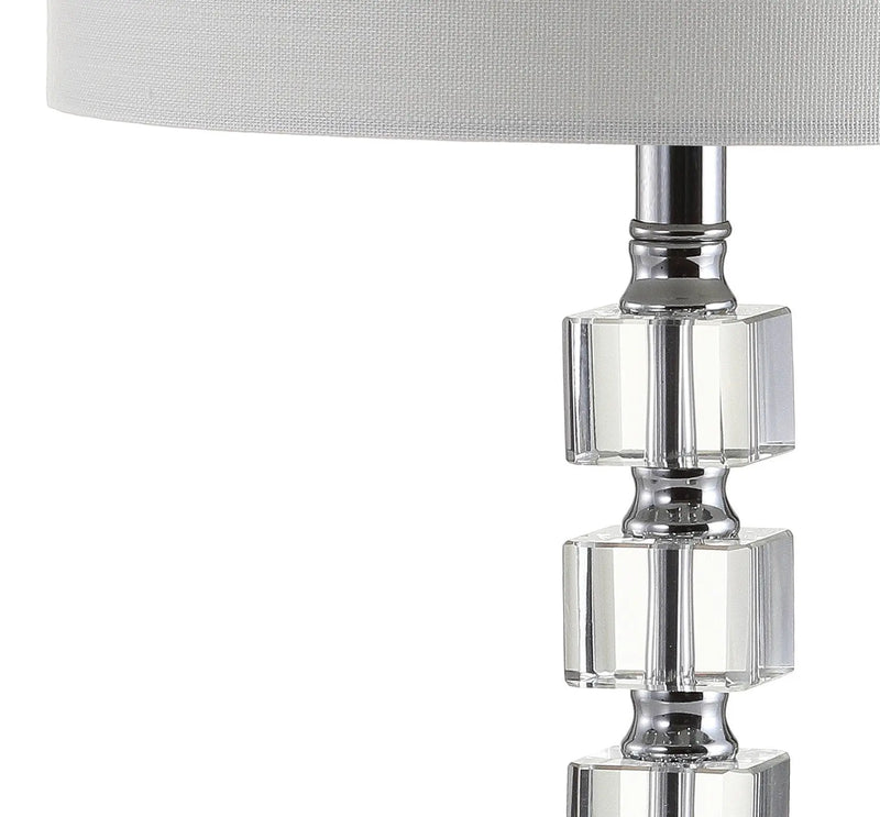 Set of Two 22" Clear And Silver Bedside Lamps With Drum Shades Homeroots Lighting