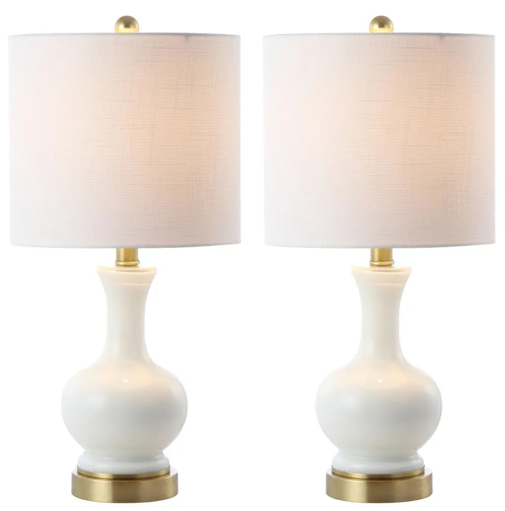 Set of Two 22" Gold Novelty Table Lamps With Globe Shades Homeroots Lighting