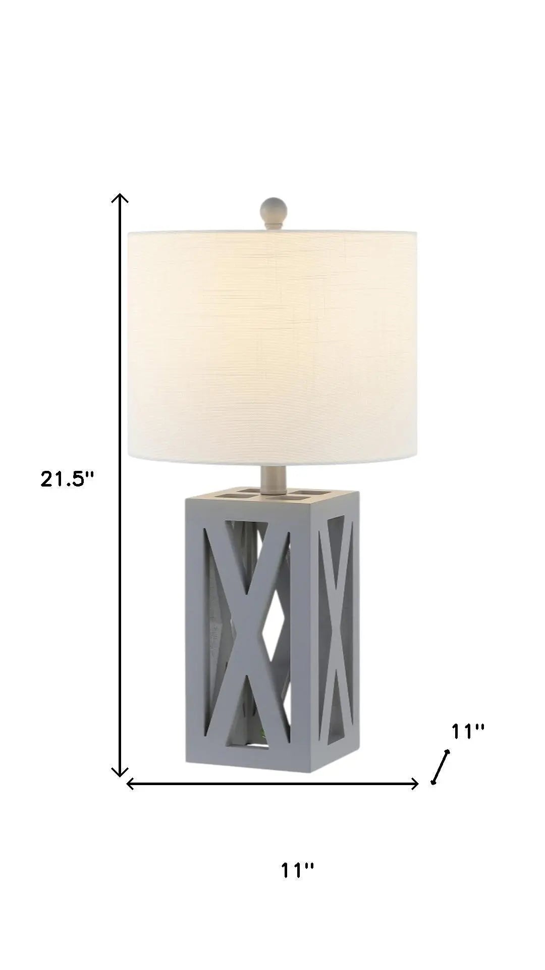 Set of Two 22" Gray Table Lamps With Drum Shades Homeroots Lighting