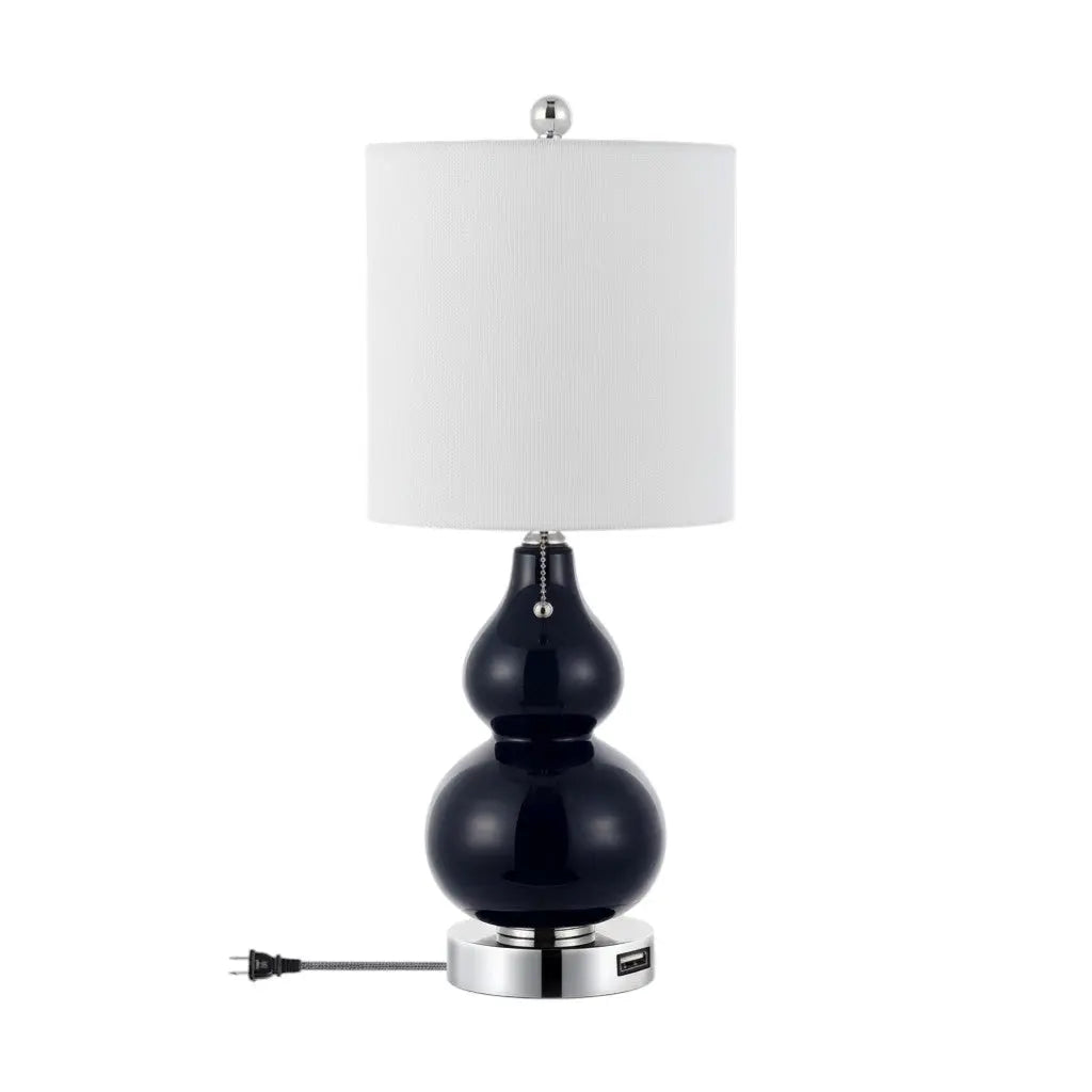 Set of Two 22" Silver Gourd Table Lamps With Drum Shades Homeroots Lighting