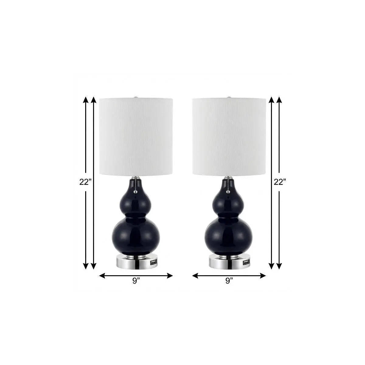Set of Two 22" Silver Gourd Table Lamps With Drum Shades Homeroots Lighting