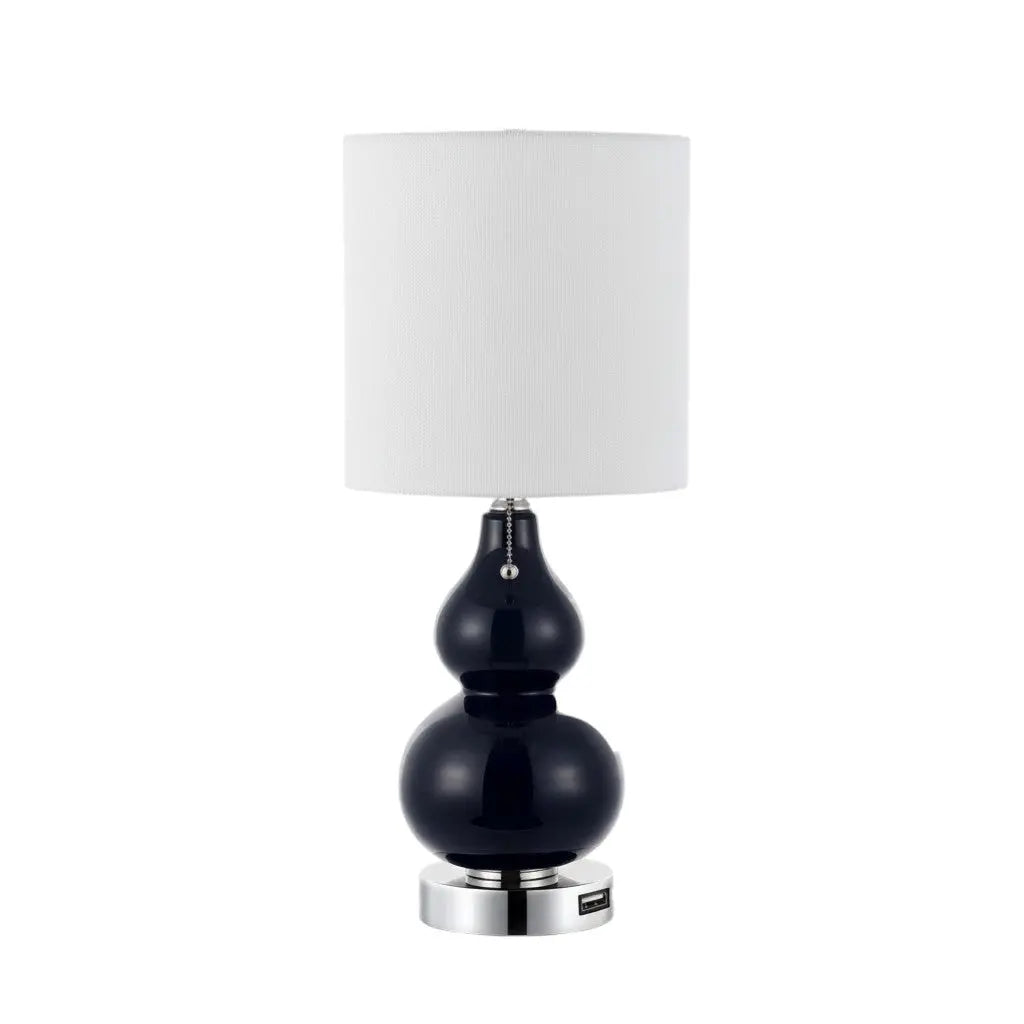 Set of Two 22" Silver Gourd Table Lamps With Drum Shades Homeroots Lighting