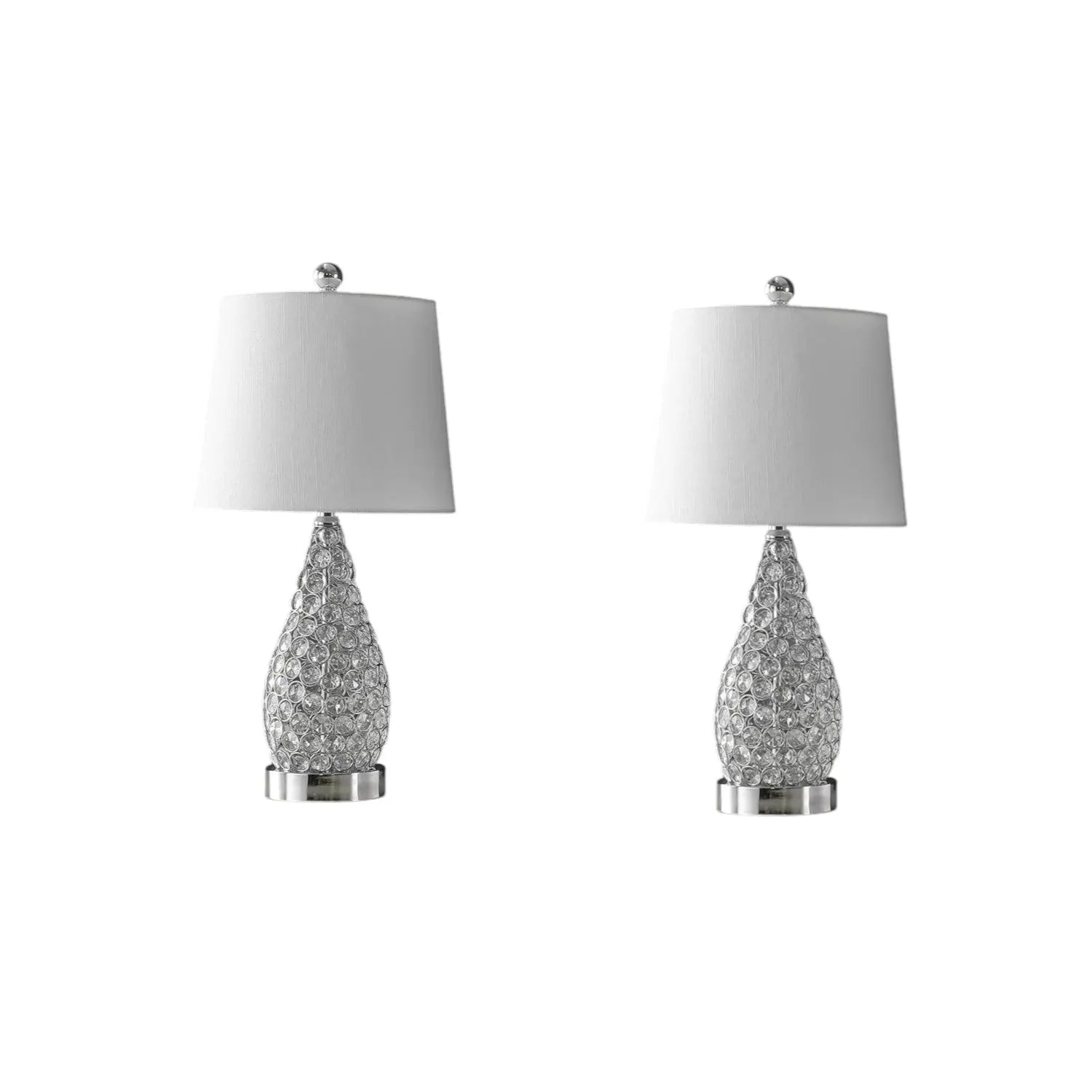 Set of Two 22" Silver Gourd Table Lamps With Empire Shades Homeroots Lighting