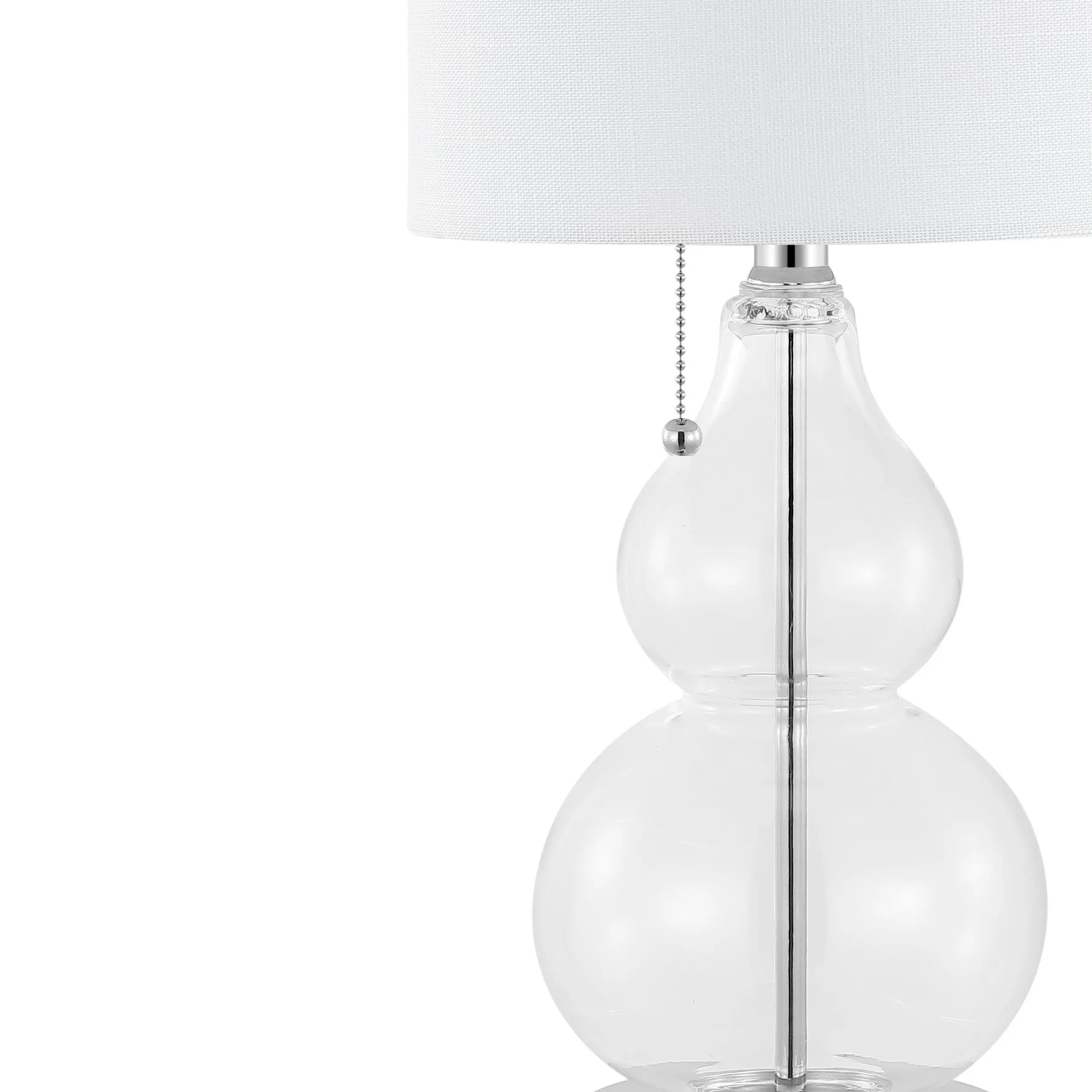 Set of Two 22" Silver Gourd USB Bedside Lamps With Drum Shades Homeroots Lighting