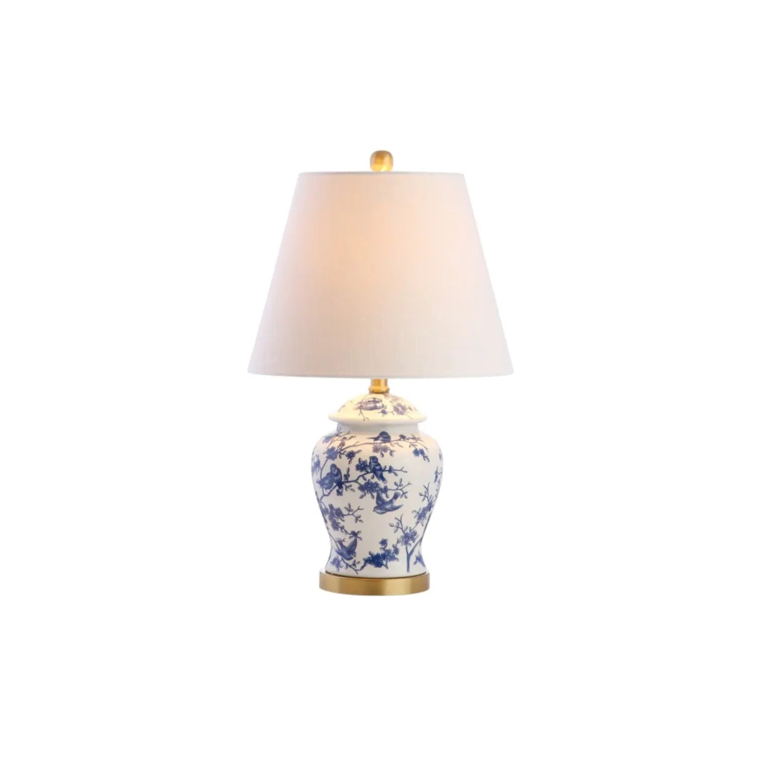 Set of Two 22" White Blue And Gold Urn Table Lamps With Empire Shades Homeroots Lighting