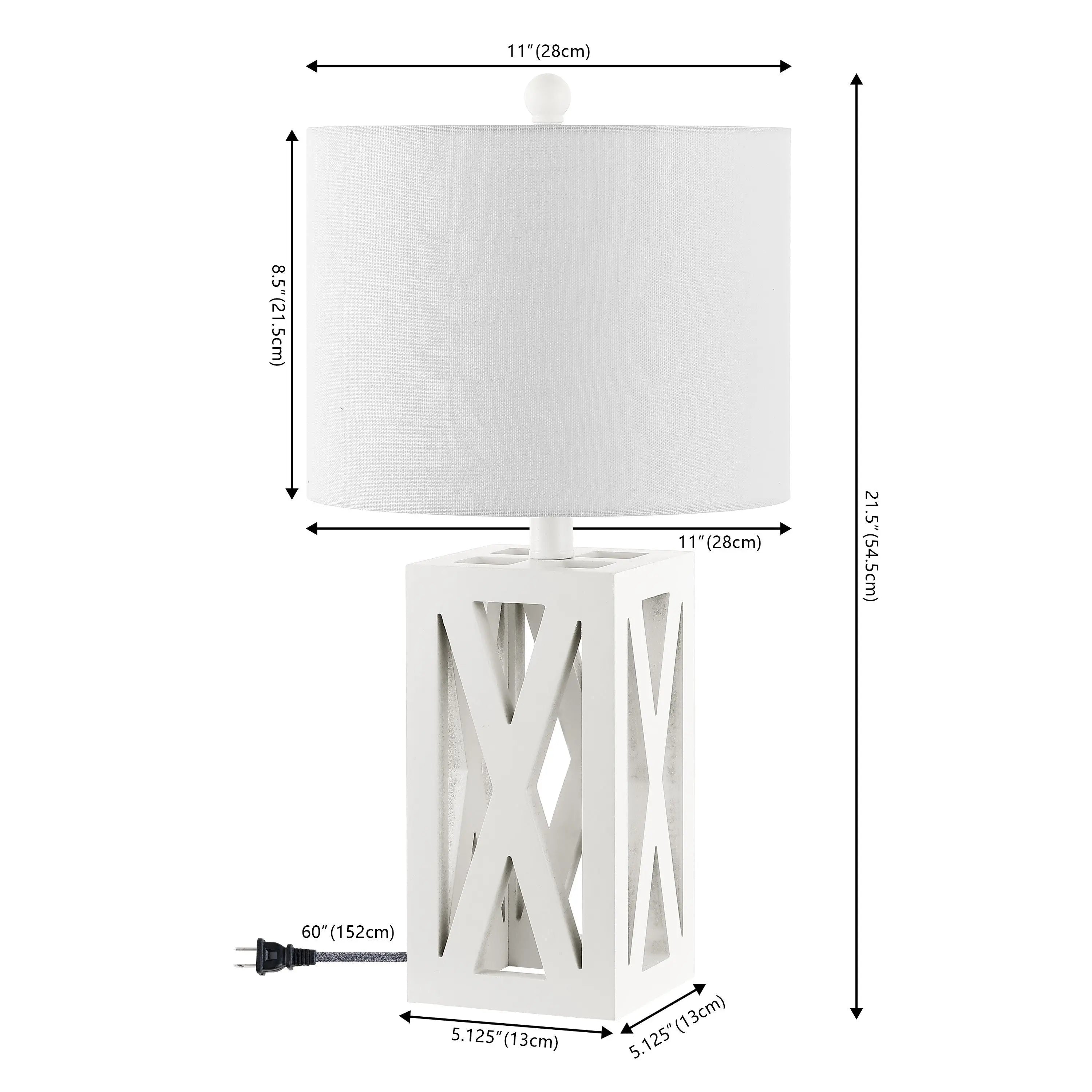 Set of Two 22" White Table Lamps With Drum Shades Homeroots Lighting