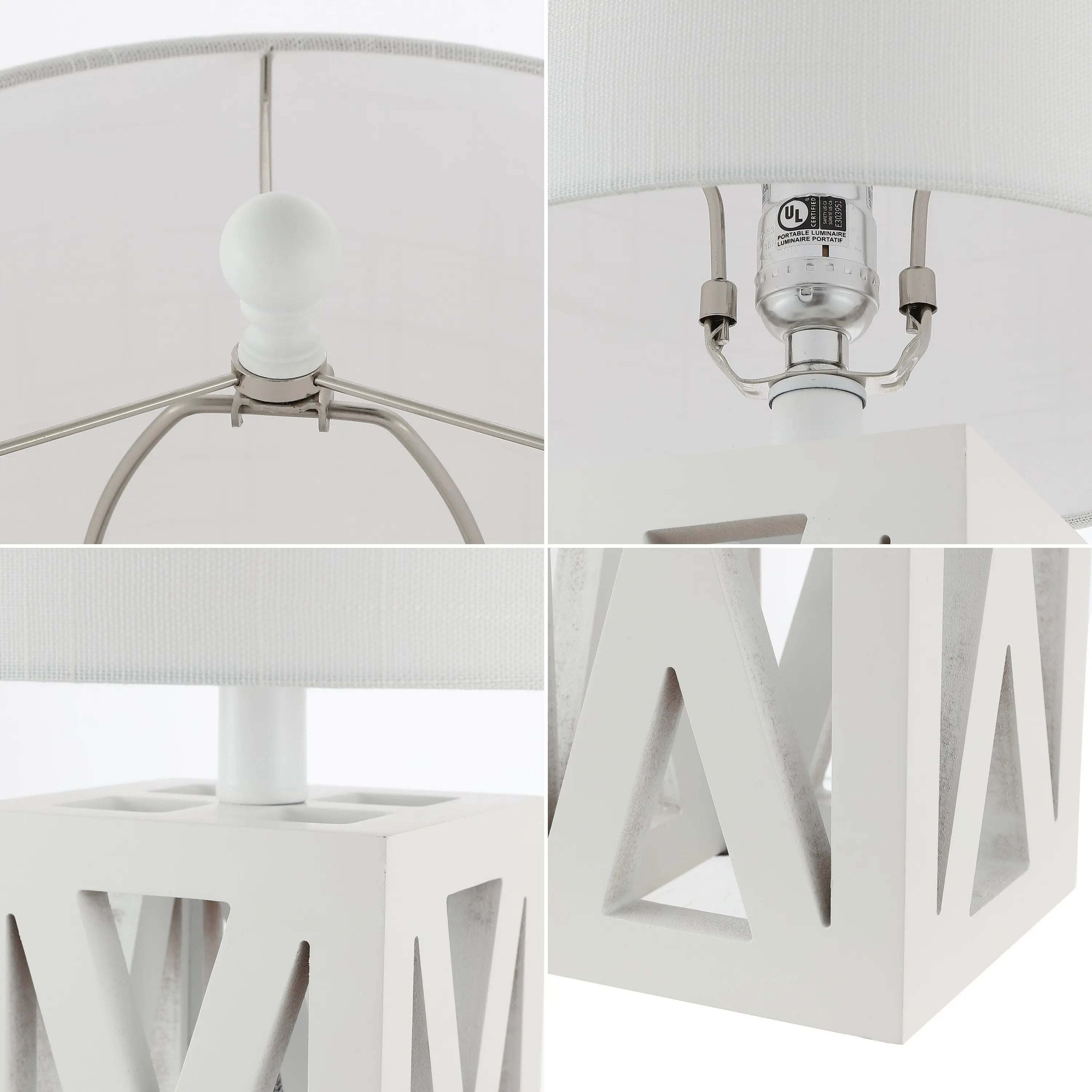 Set of Two 22" White Table Lamps With Drum Shades Homeroots Lighting