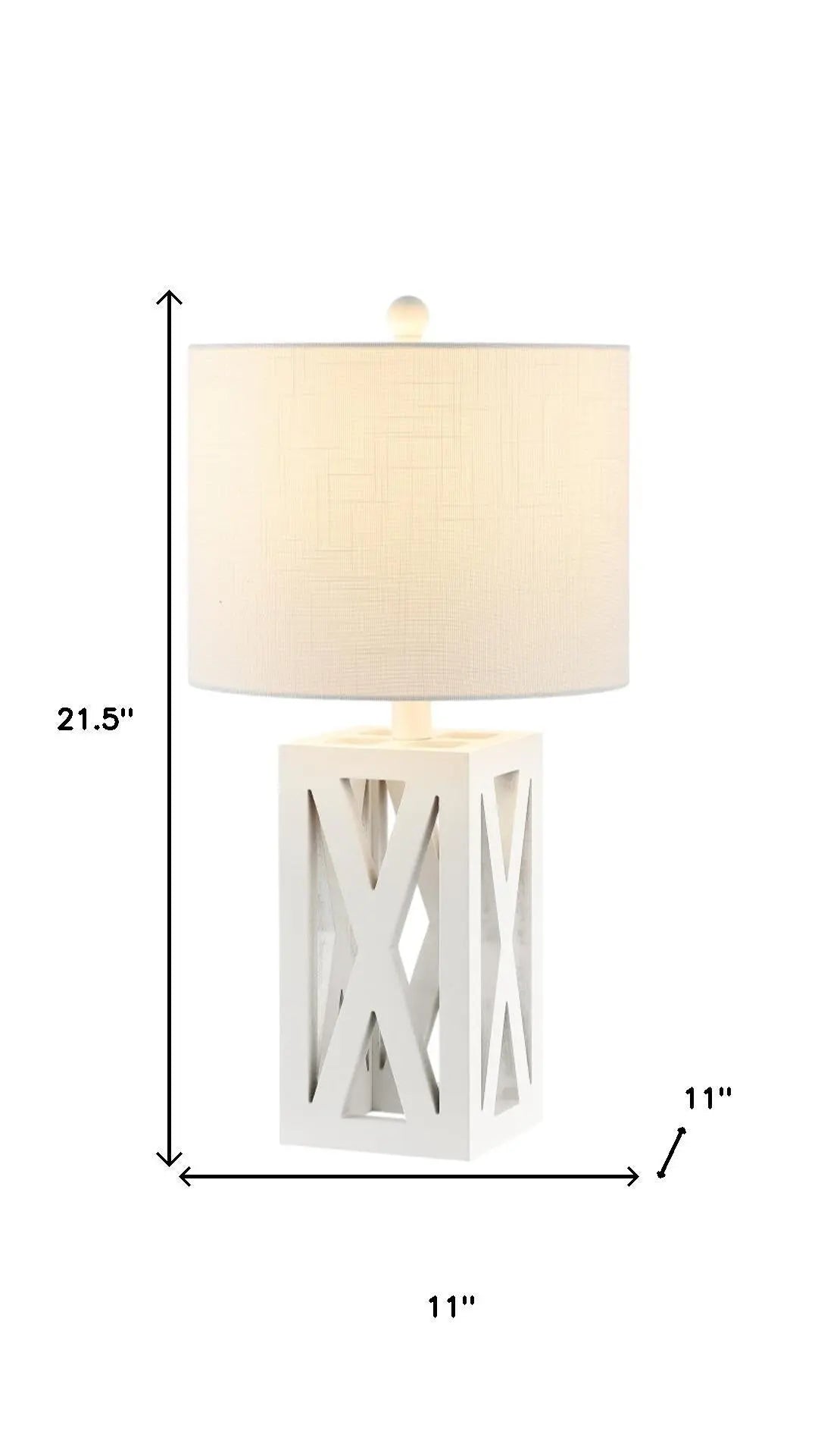 Set of Two 22" White Table Lamps With Drum Shades Homeroots Lighting