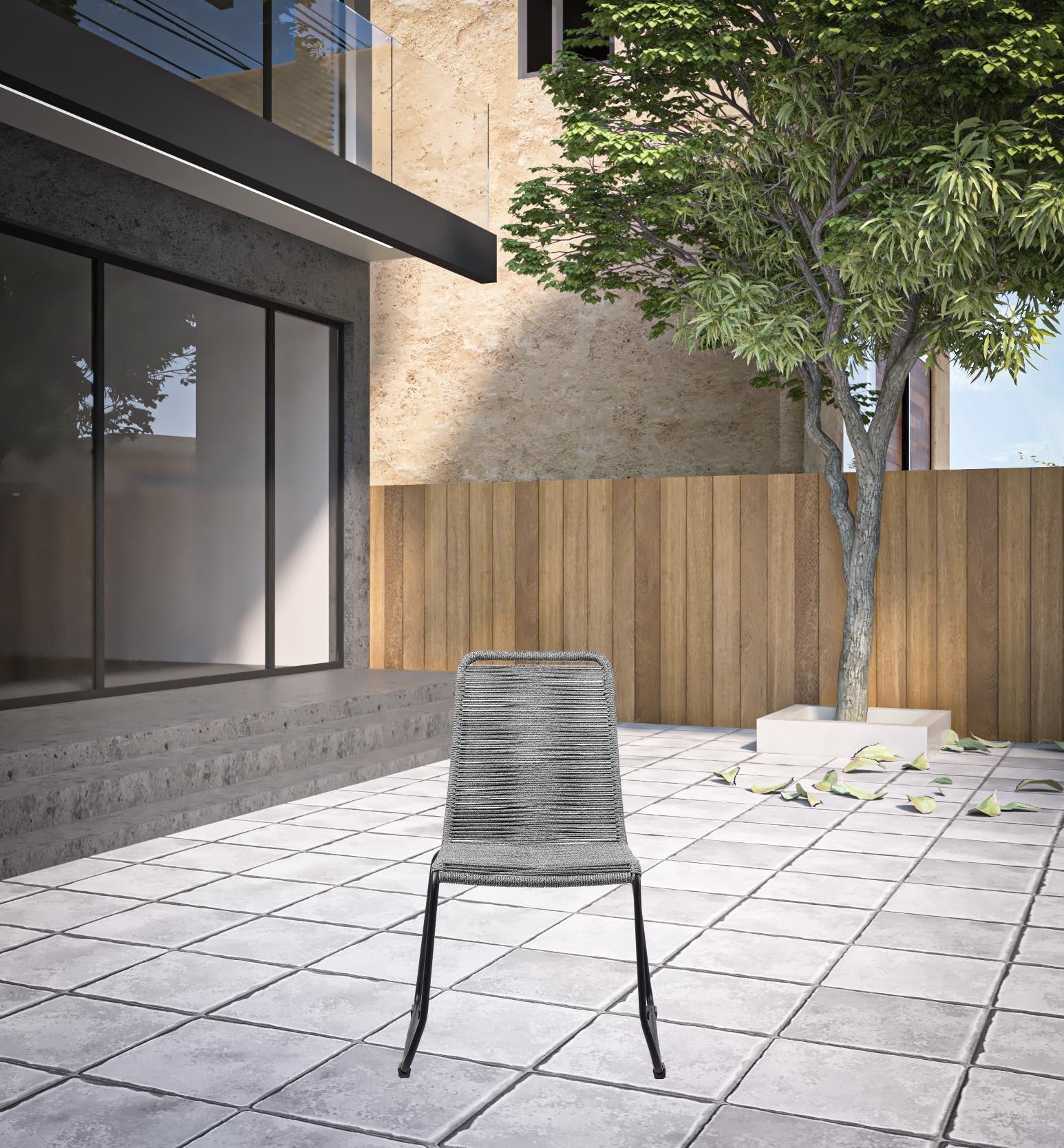 Set of Two 23" Gray Metal Outdoor Dining Chair - GreatEagleInc