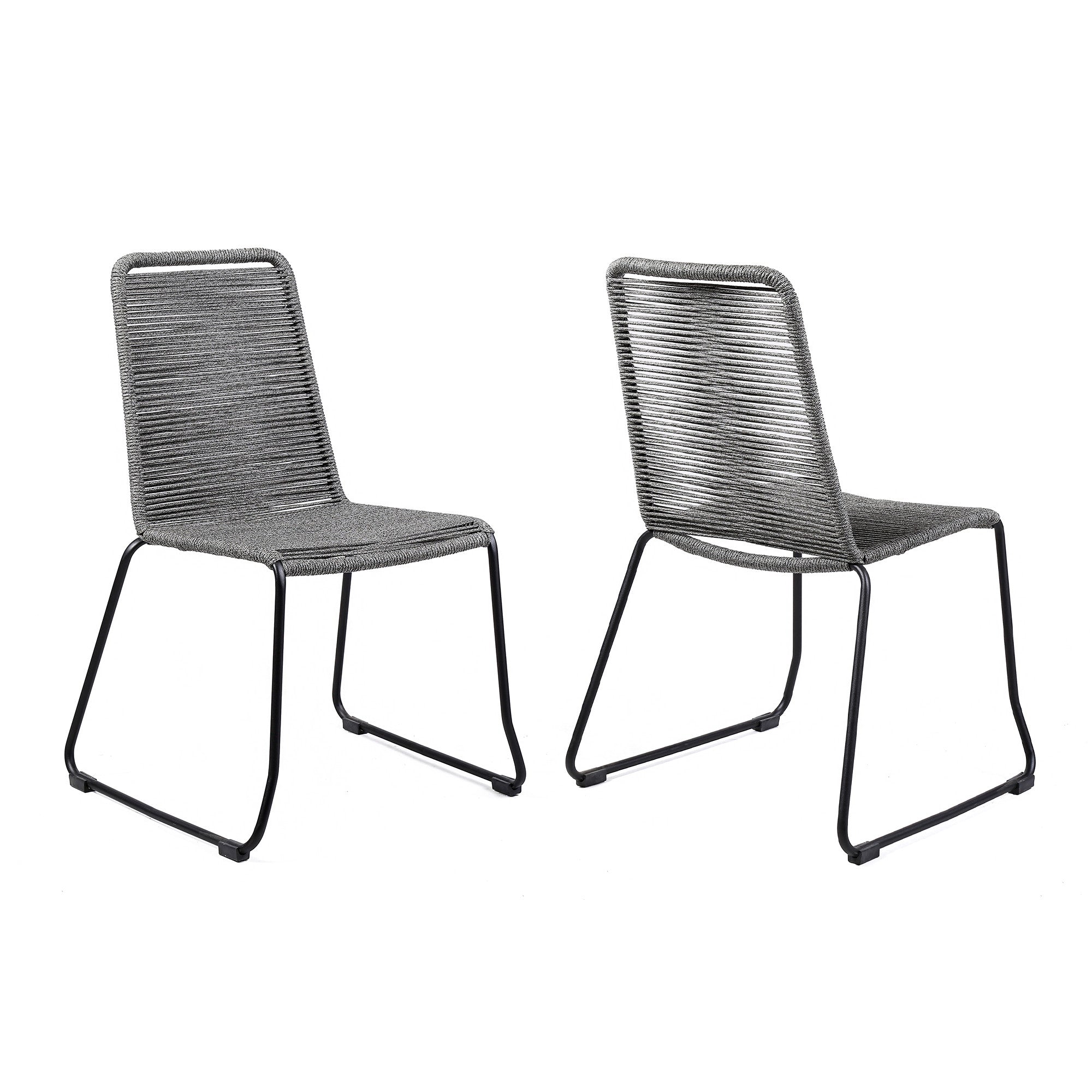 Set of Two 23" Gray Metal Outdoor Dining Chair - GreatEagleInc