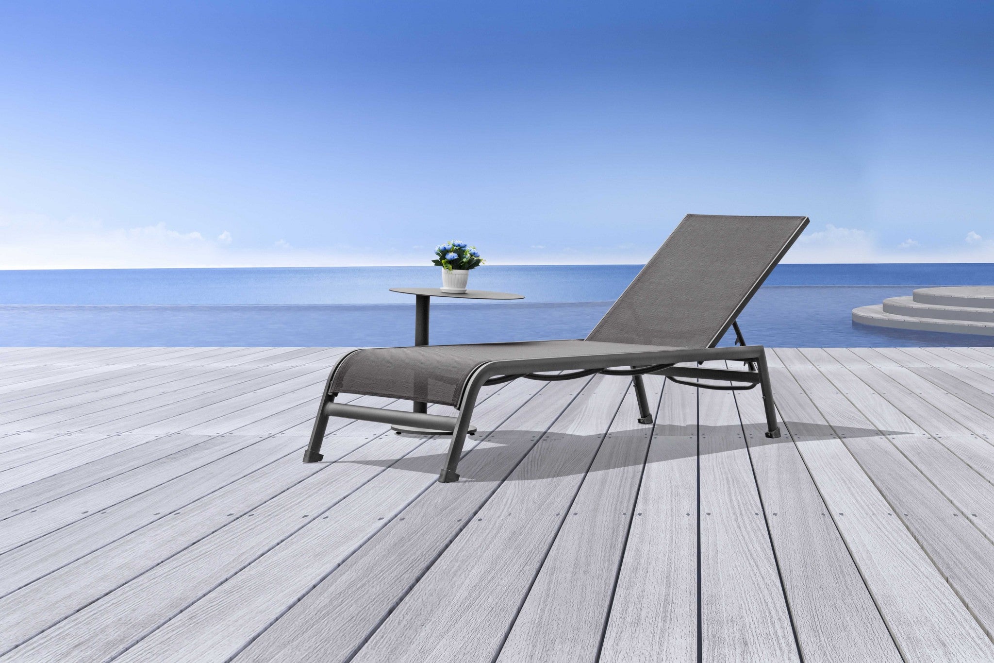 Set of Two 23" Taupe Metal Outdoor Chaise Lounge Homeroots Outdoor