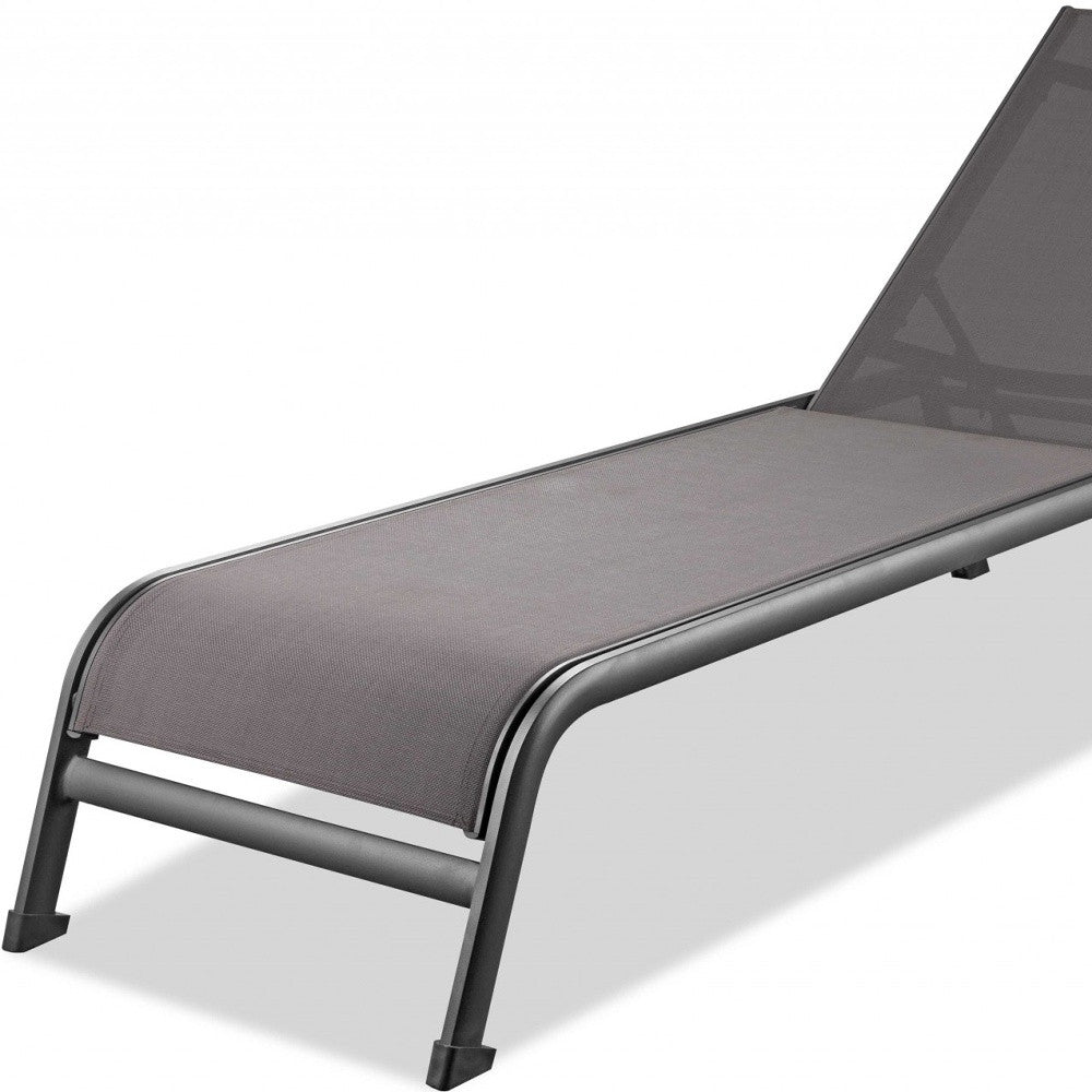 Set of Two 23" Taupe Metal Outdoor Chaise Lounge Homeroots Outdoor